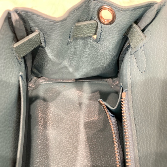 Blue Mini 20CM TOGO leather top handle Satchel bag silver Lock key - Picture 15 of 16